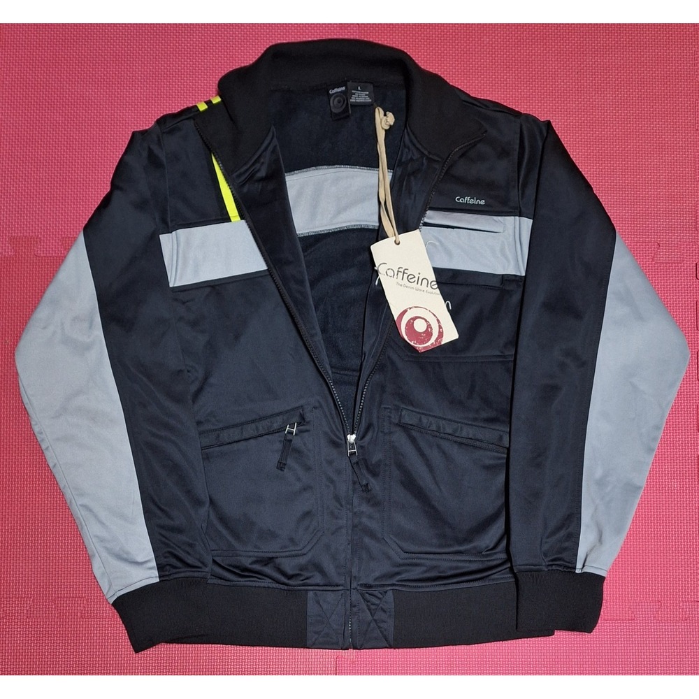 Caffine Jacket Black & Gray Zip Up Urban Streetwear Y2K  Vintage Size L Men's